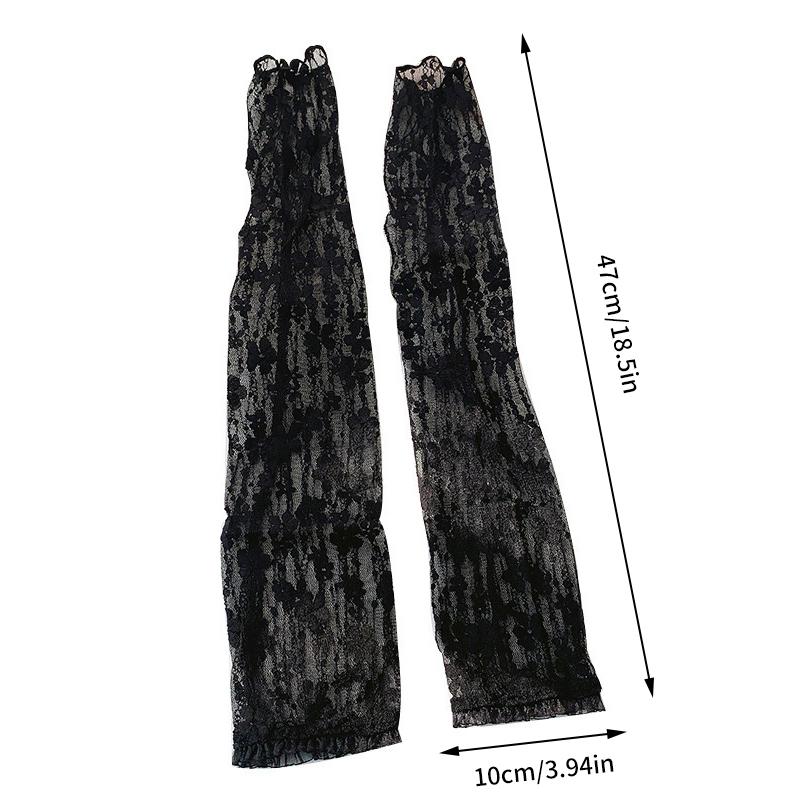 1 пара женских кружевных варежек без пальцев с защитой от ультрафиолета и тонкими сетчатыми дышащими рукавами для летних поездок на велосипеде