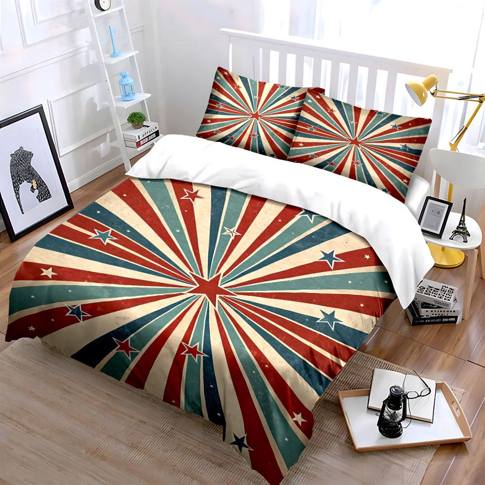 Vintage Patriotic Star Bedding Bedding Duvet Cover Set Duvet Cover Pillowcases (1 * Duvet Cover 2 * Pillowcases, without duvet insert)