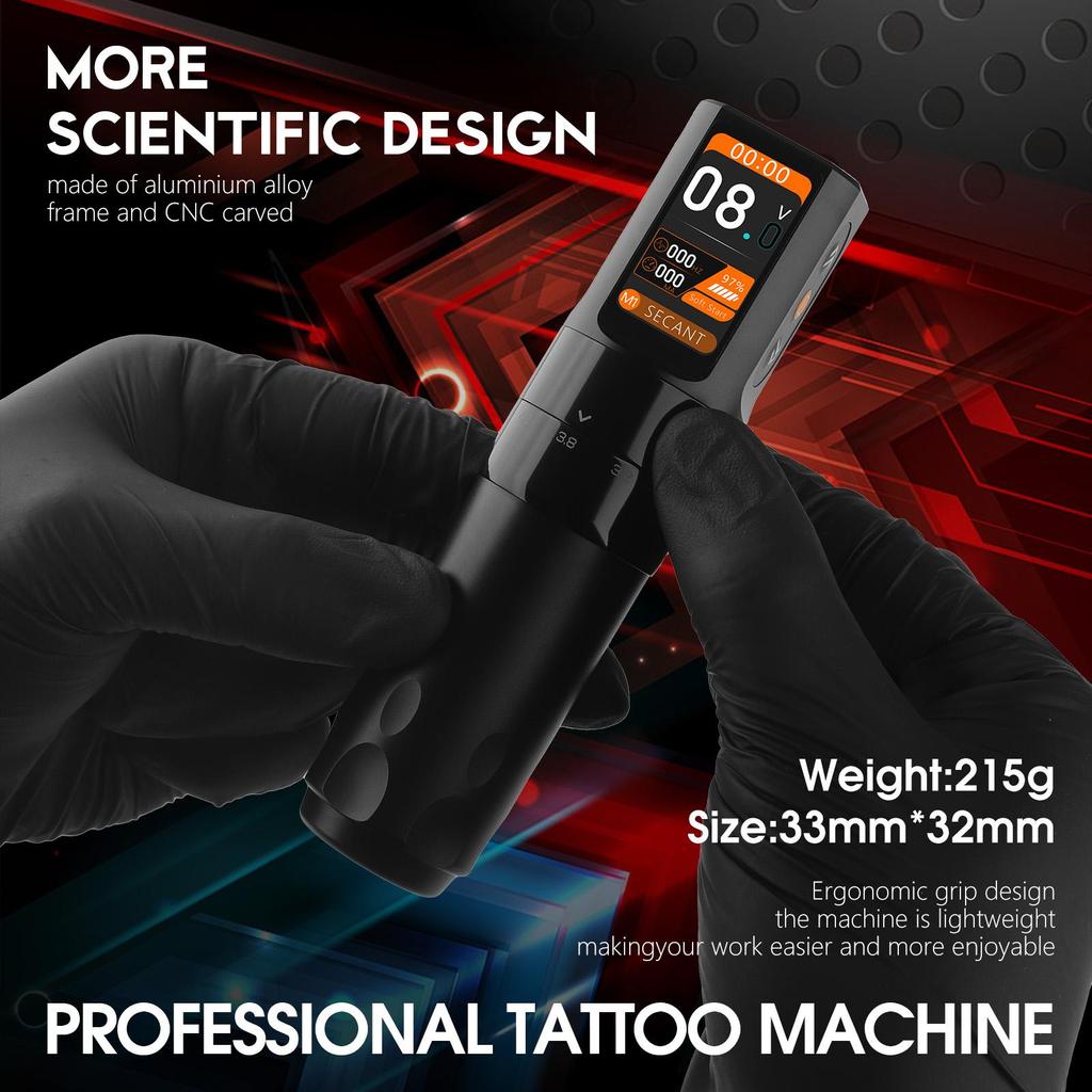 Беспроводная машина для татуировки Бесщеточный двигатель Роторная ручка для татуировки Аккумулятор 2000 мАч 6-я передача Регулируемый ход ЧПУ IPS HD-экран для инструментов для перманентного макияжа