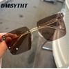 Non-polarized Sunglasses for Women Rimless Eyeglasses Gradient Sunglasses Lady Vintage Classic Fashion Eyewear