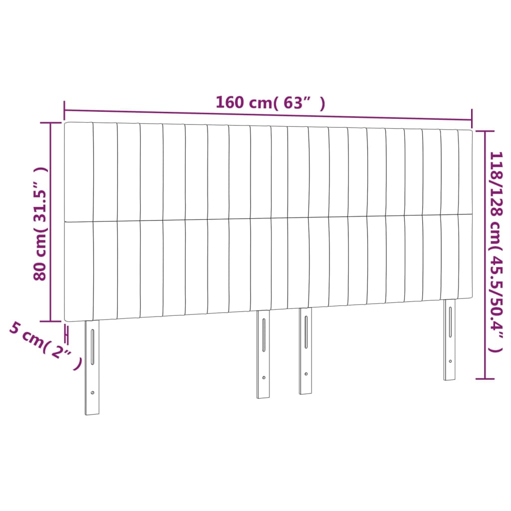 Headboard in Pink 160 x 5 x 118 128 cm Velvet