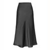 Womens Satin Silk High Waist Slit Midi Skirt Elastic Waistband Midi Skirts for Women