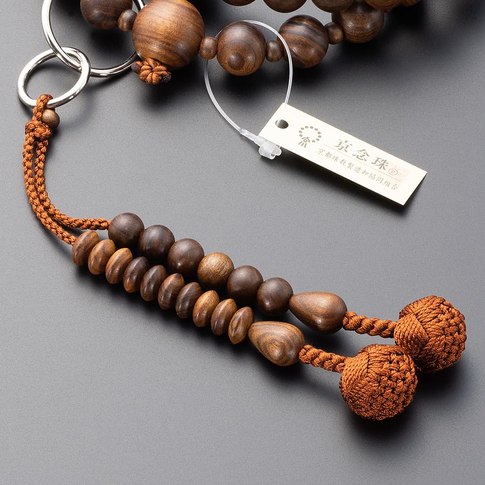 Buddhist Altar Shop Takita Shoten Buddhist Prayer Beads, Jodo Sect, Formal Prayer Beads for Men, Sandalwood (Matte), 9 inches, Pure Silk Flower