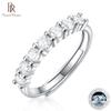 S925 Silver Inlaid 0.1ct*7 Broken Moissanite Overlay Complete Series Women's Adjustable Ring