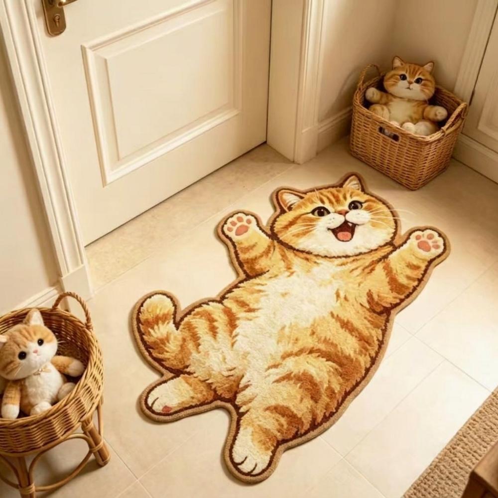 2D Home Decor Carpet Anti-fouling Cartoon Carpet Soft Cat-Shaped Area Rug Living Rooms