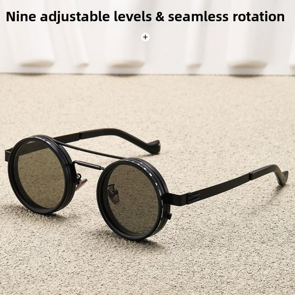 9 Level Dimming Adjustable Dimming Glasses Round Fishing Sunglasses Anti-UV Sunglasses Cycling