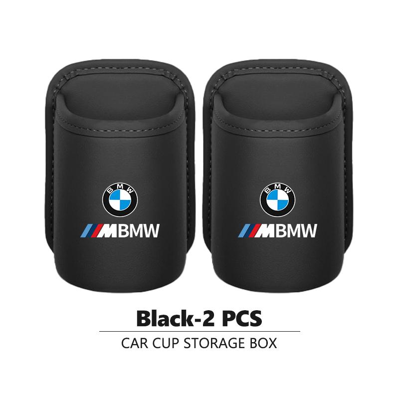 BRHE9 Car Door Water Cup Holder Back Seat Drink Rack Leather Storage Box For BMW X3 X5 M5 M3 E46 E90 E60 F10 E39 F30 E36 G30 E87 E70