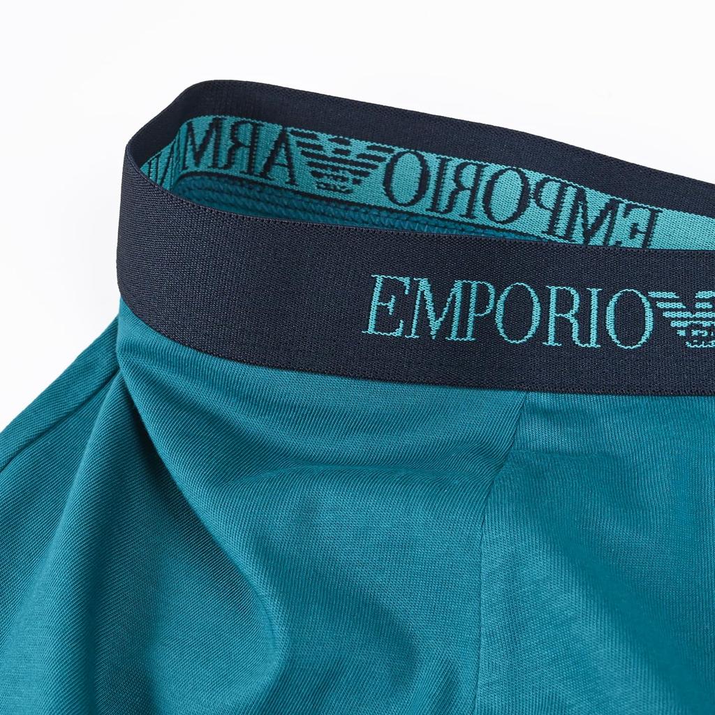 Emporio Armani XL Boxer Solid Color with Logo Set of EM000260 AF10800 Made In Men's Briefs, Print, 3, Blue, MB148, Italy.