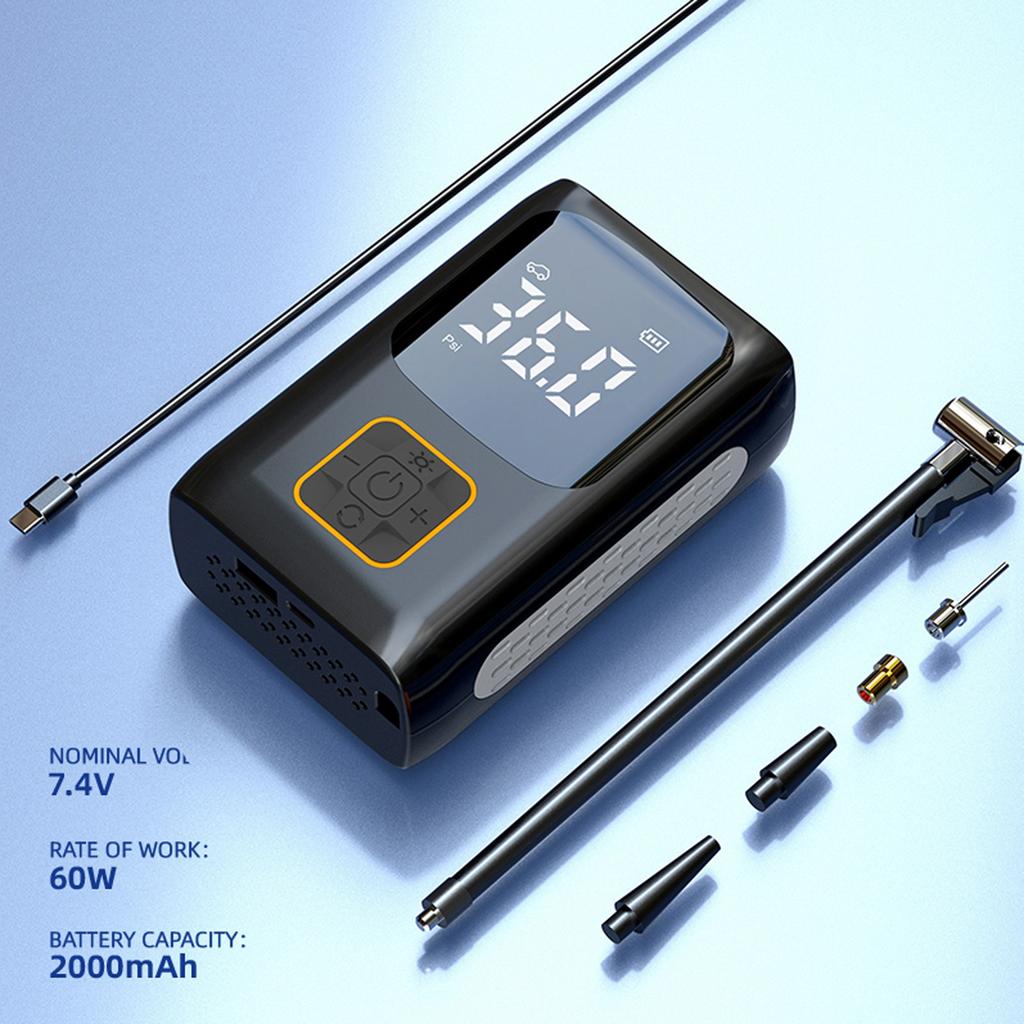 Беспроводной насос для шин и портативный компрессор для велосипеда с цифровым дисплеем, 4 режима, портативный, перезаряжаемый, для автомобильных шин, двигателя, велосипеда, мяча