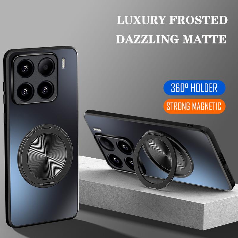 AG Матовый Магнитный Чехол для Magsafe Xiaomi 17 Pro Max 15 14 13T 13 Pro Подставка 360° Вращающееся Кольцо Держатель Задняя Крышка