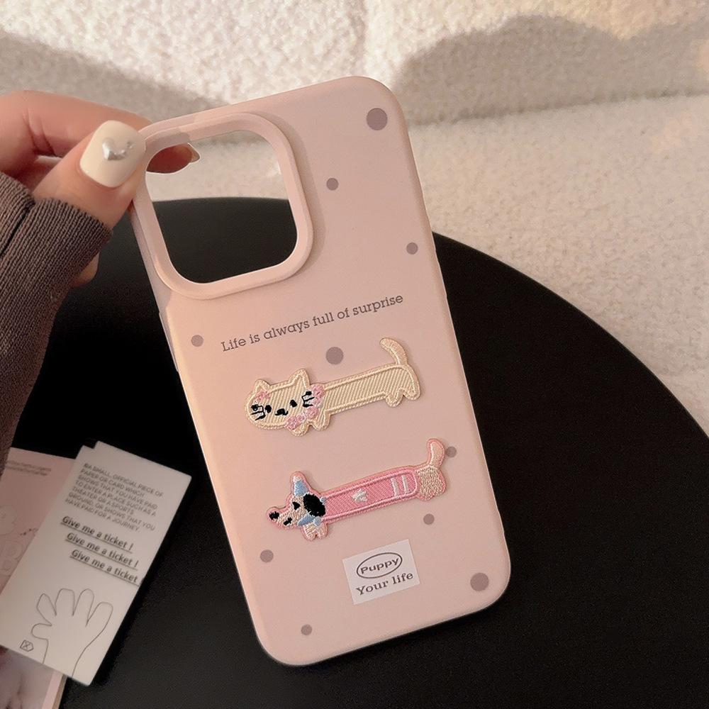 Чехол для телефона Apple с вышивкой Cartoon Cat 3D для iPhone 16/15/14/13/12