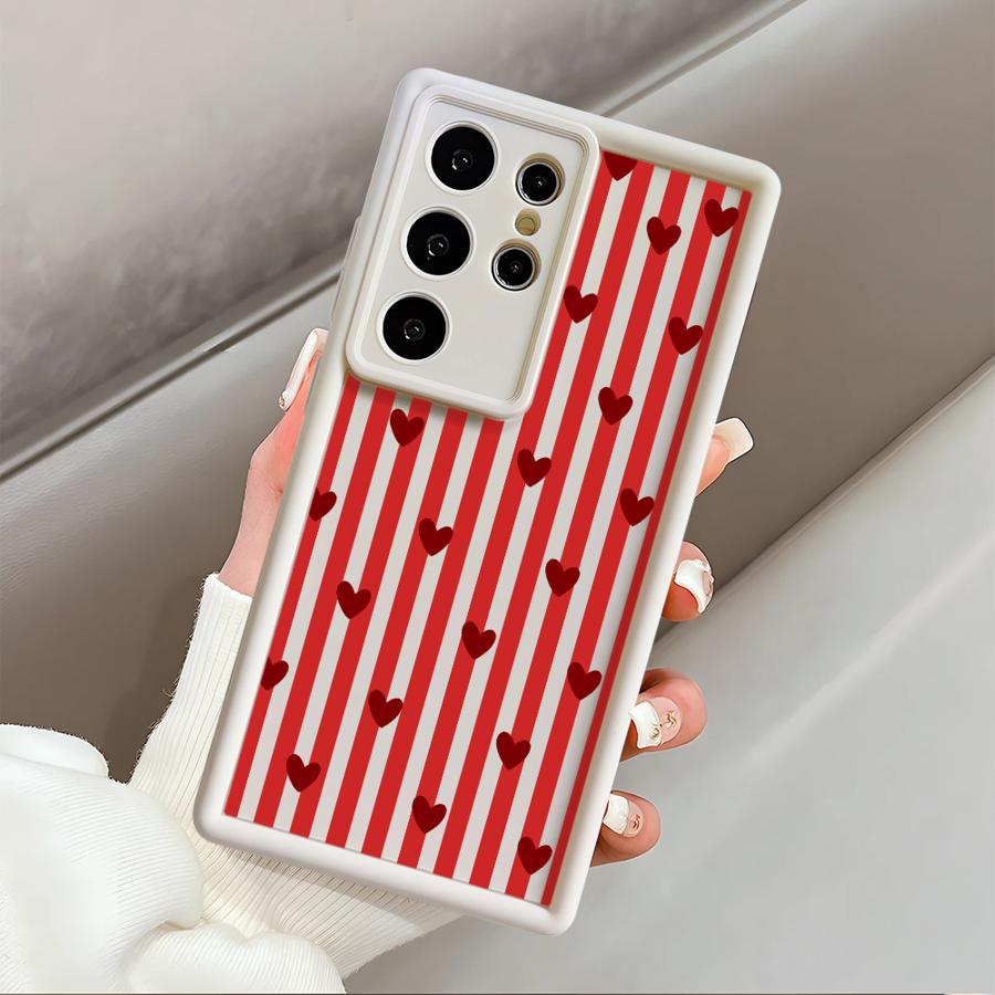 Чехол-бампер с полосками и сердцем для Samsung Galaxy S26 Ultra S20FE S25 S25 Edge S23 FE S24Ultra S22 S24 Plus S21