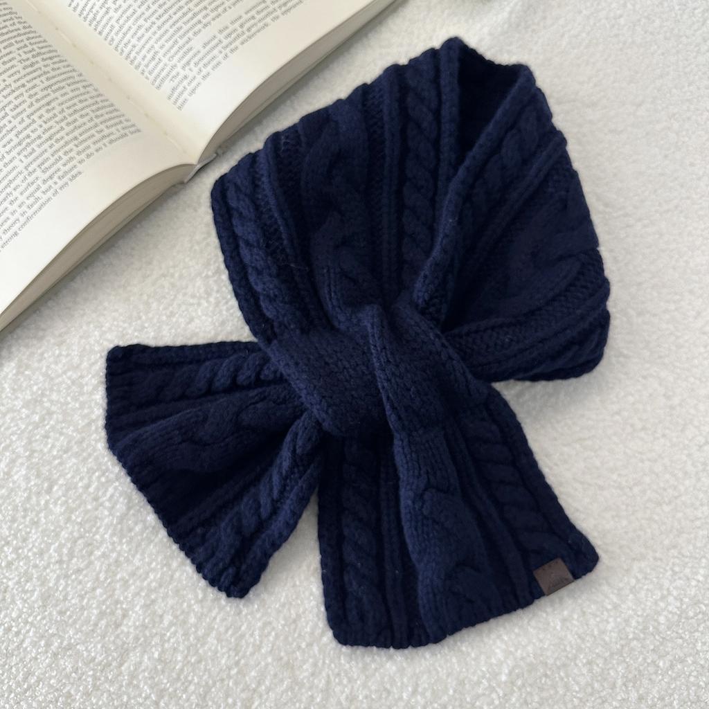 Cross Scarf New Fried Dough Twists Monochrome Fork Neck Warm Scarf Versatile Vintage Scarf