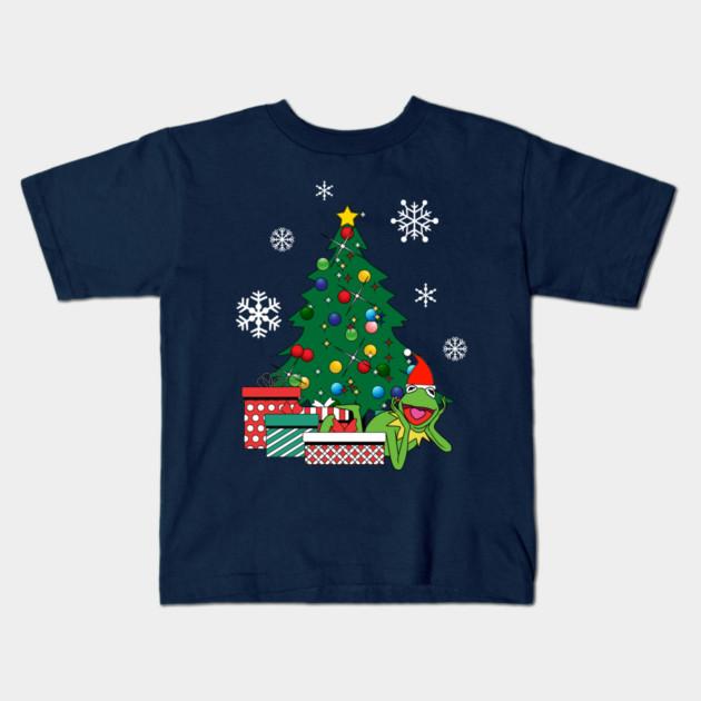 Boys Girls Soft Cotton Graphic Tees Kermit Around The Christmas Tree Muppets T-shirt Breathable Daily School Wear Kids T-Shirts