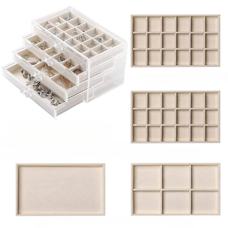 Прозрачный акриловый органайзер для ювелирных изделий, бархатный ящик, шкатулки для хранения колец, ожерелий, браслетов, сережек, подставка для демонстрации подарков