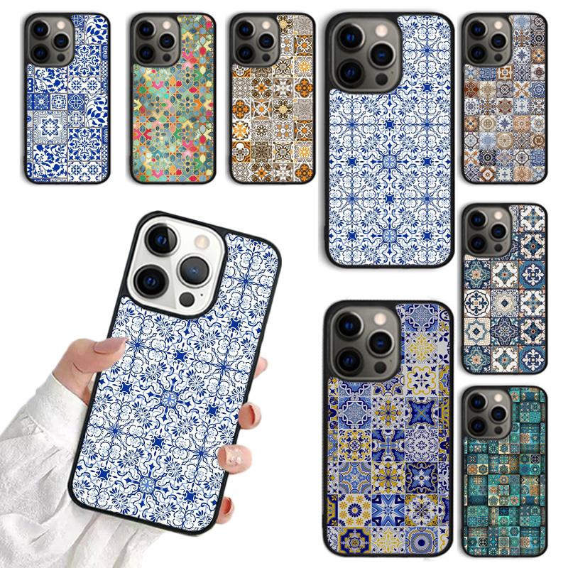 Boho Tile Mosaic Aesthetic Mobile Phone Cases Cover For iPhone 17 Air 16 15 14 12 13 11 Pro MAX apple Plus Coque