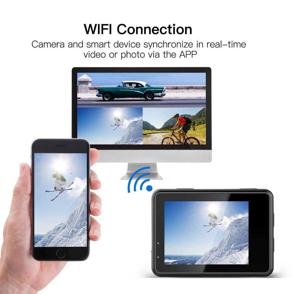 Экшн-камера с сенсорным экраном 4K, Wi-Fi, двойной экран, 12 МП Ultra HD, 30 м, водонепроницаемая спортивная видеокамера DV, широкоугольный объектив 170 градусов