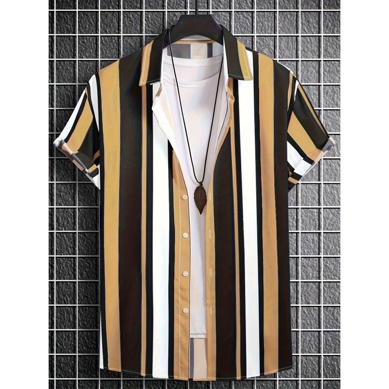Popular Creative Element Shirt 1D Digital Printing Trend Loose Short Sleeve Shirt Tropical Hawaiian Shirt