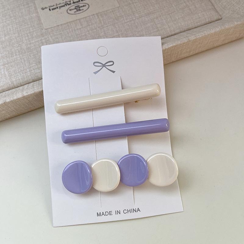 Инс Красочный Круглый Набор из Трех Предметов Заколка Мода Простой Темперамент Женская Челка Боковая Заколка Аксессуары для Волос