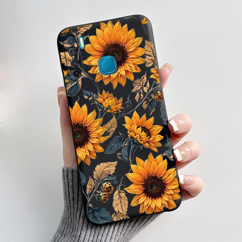 Phone Case For Infinix S5/S5 lite/X652/Camon 12 Air/CC6 Black Cute Cartoons Painted Casing Bumper Soft Shockproof Black Case