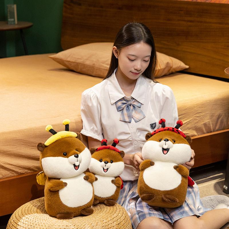 Kawaii Marmot Plush Toys Simulation Groundhog Cosplay Bee Ladybug Stuffed Animal Pillow Doll Birthday Gift Room Decoration