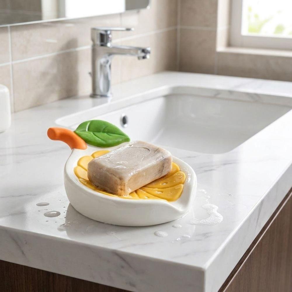 Non-Slip Lemon Soap Dish Stable Dry Soap Storage Rack Creative Drainage Soap Dish Kitchen