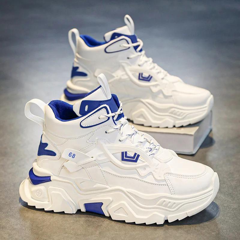 2024 новые дышащие спортивные туфли противоскользящие толстые подошвы универсальные повседневные туфли модные увеличивающие рост мужские кроссовки