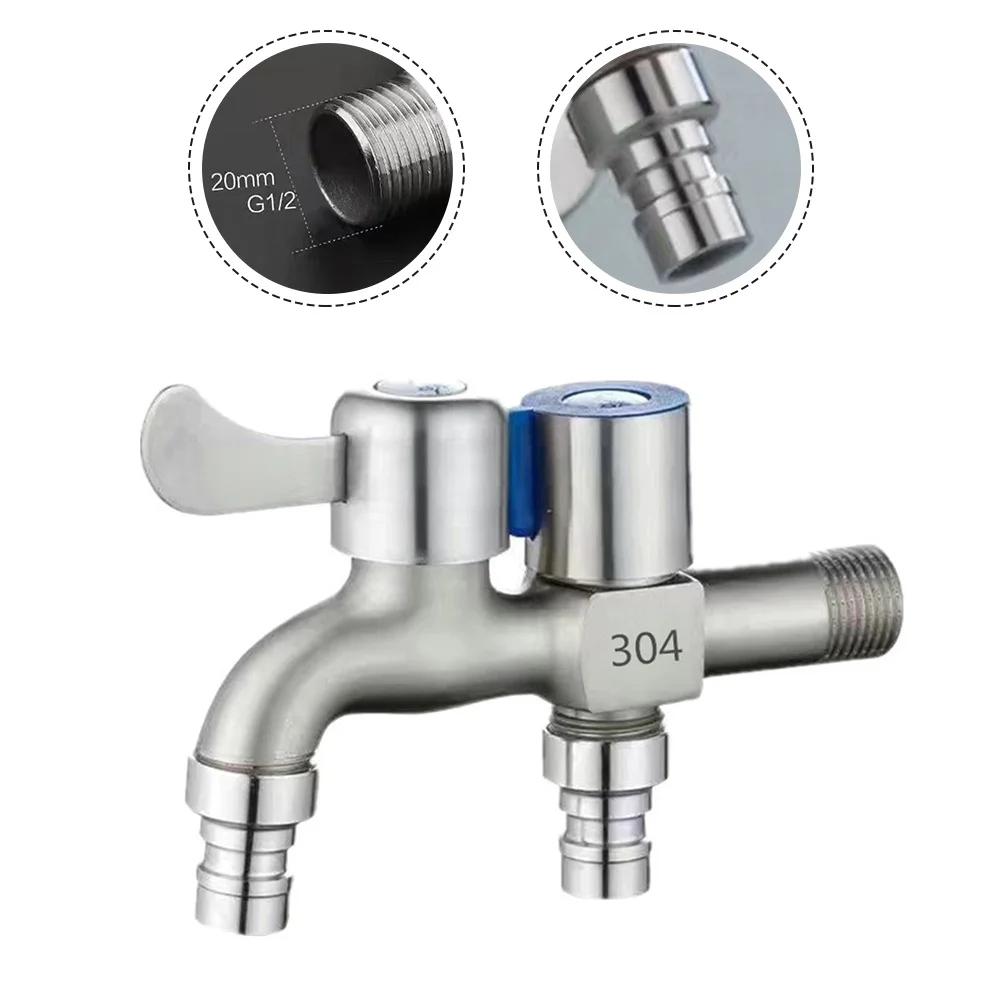 G1/2 кран для швабры из нержавеющей стали, двойной кран для стиральной машины, быстро открывающийся кран для бассейна с холодной водой