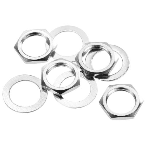 uxcell 4-Pack Guitar Nuts and Washers, 3/8" Guitar Input/Output Jack Socket Nuts for Guitar and Bass, Black and Silver