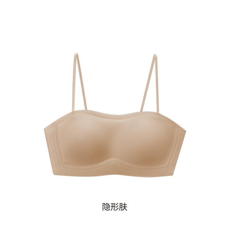 Невидимый жидкий тональный крем, белье без бретелек, женский тонкий нескользящий бесшовный топ-труба, силиконовая полоска для груди, чехол-бюстгальтер для обертывания груди