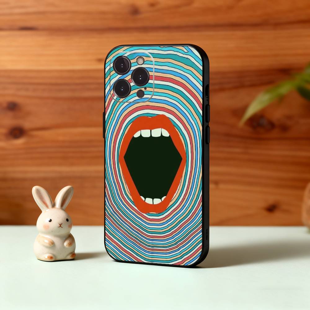 Ах, пожалуйста, открой рот Чехол для телефона Для iPhone17 16 15 14 13 12 11 Pro Max Plus, 5G Мягкий черный чехол