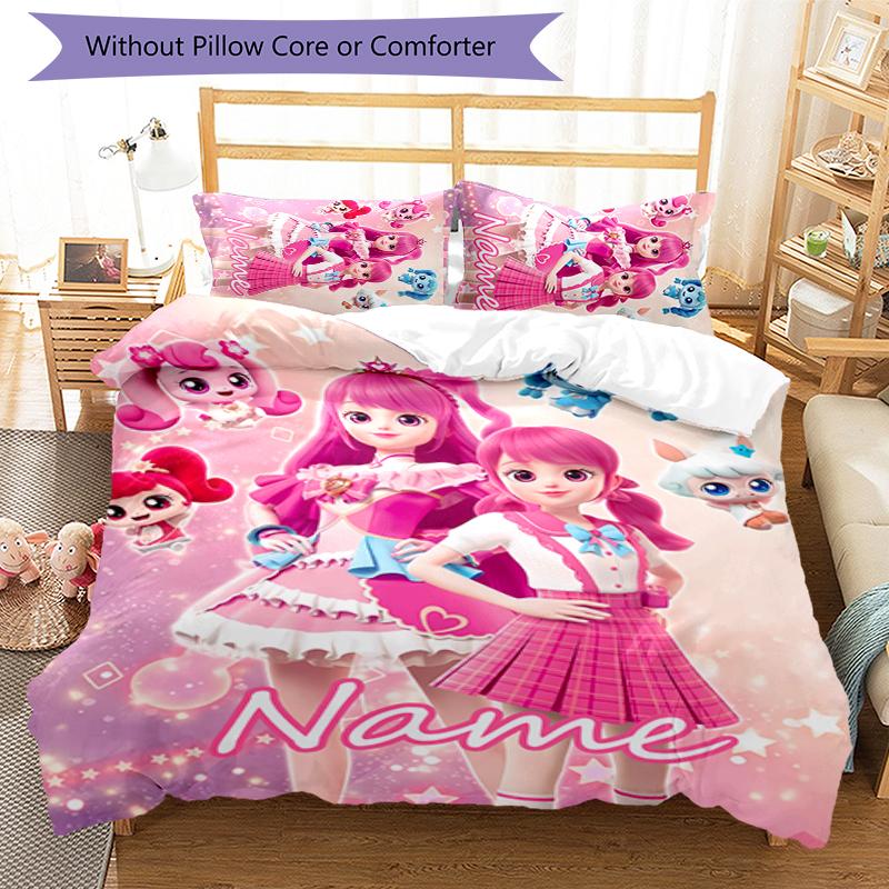 3pcs Custom Name Catch! Teenieping Bedding Set Duvet Cover Closure Includes 1 Duvet Cover & 2 Pillowcases for All Seasons Bedroom Decor