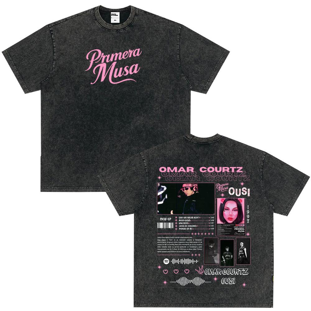 Omar Courtz Por Si Manana No Estoy Album Print T Shirts Men Women Fashion Tshirt Oversized Vintage Washed TShirts Streetwear