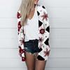 Женская мода, свободный повседневный карманный кардиган с рождественским принтом, куртки, топы