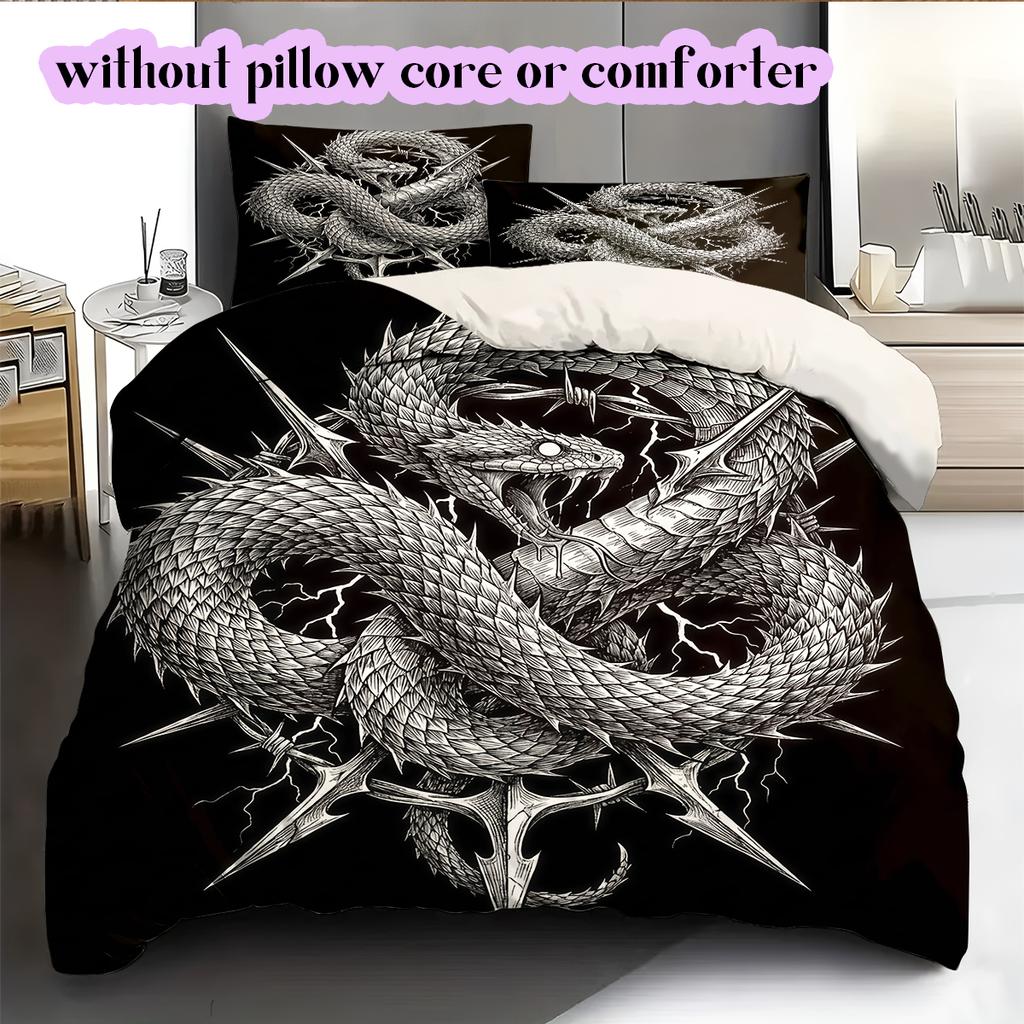 Thorn animals Pattern Bedding Quilt Set Quilt Cover Pillowcase Home Decoration Birthday Gift (1 * duvet cover + 2 * pillowcase, without core)