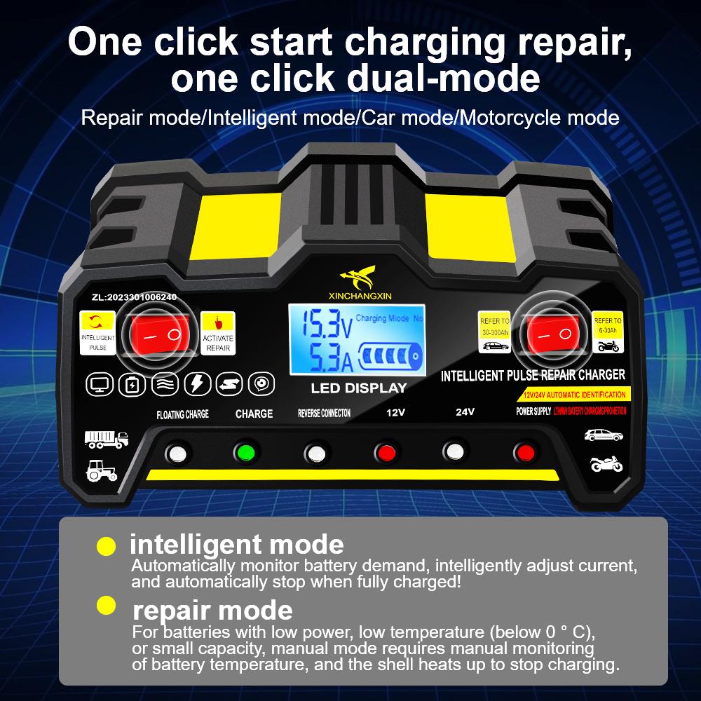 ЖК-дисплей для влажно-сухих свинцово-кислотных аккумуляторов 220 Вт полностью автоматическое зарядное устройство для автомобильных аккумуляторов интеллектуальное импульсное восстановление зарядное устройство для аккумуляторов вилка ЕС 300 Ач