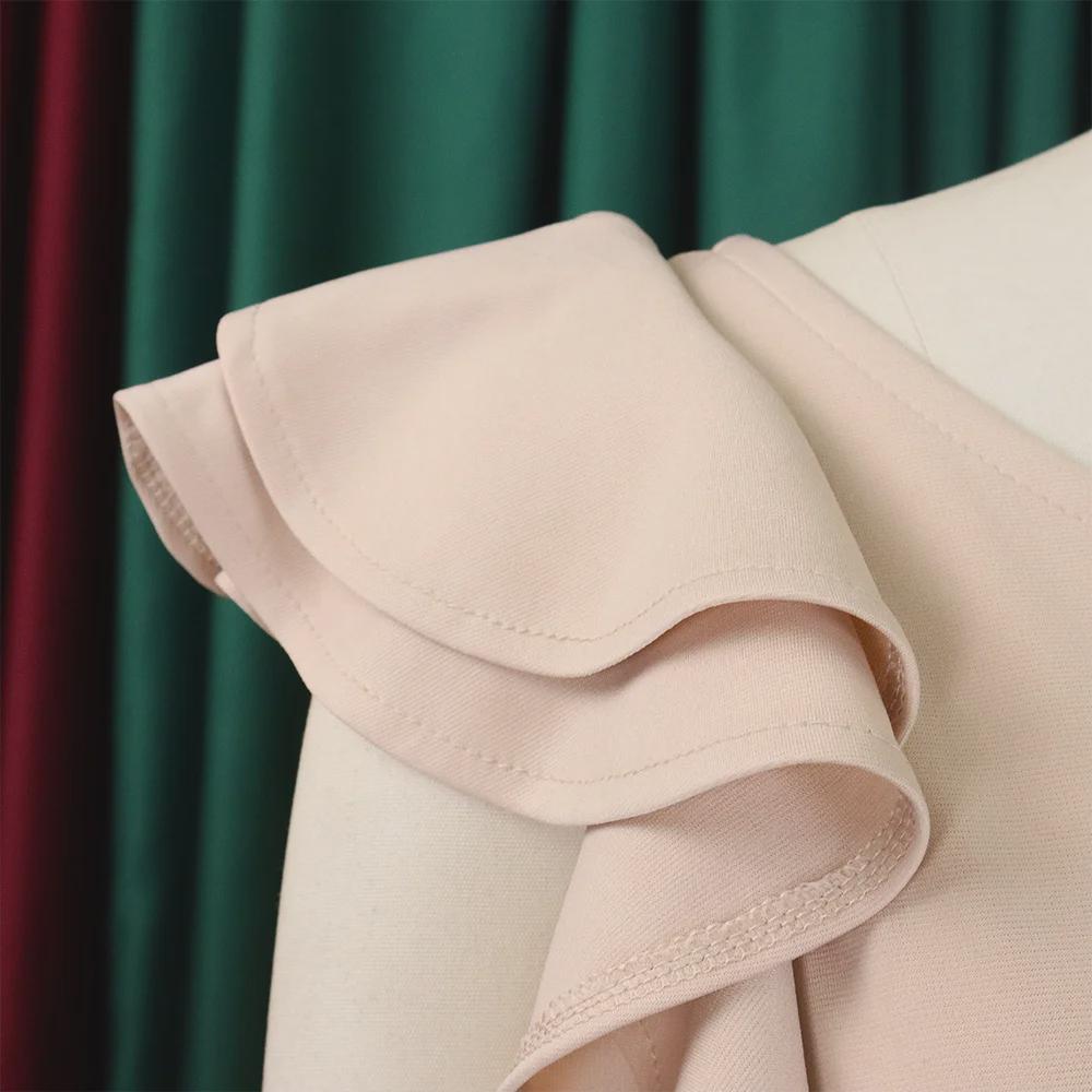 D393 Women's Summer Fashion One-Shoulder Ruffle Pencil Skirt Dress