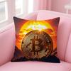 Bitcoin Cryptocurrency BTC Cushion Cover Linen Pillowcase Cover Soft Decor for Sofa Home Room