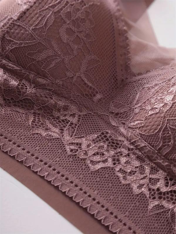 3pcs Contrast Lace Wireless Bras, Comfy & Breathable Push Up Bra, Women's Lingerie & Underwears
