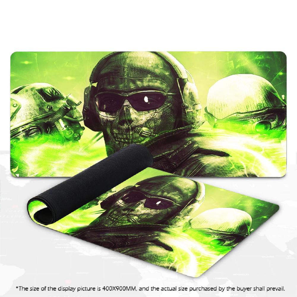 XXL Large Gaming Mouse Pad Green Masked Trooper Deskmat Non‑Slip Rubber Keyboard Table Mats Military Tactical Game Mousepads