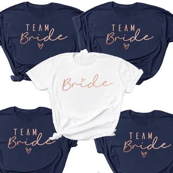 1 шт. Футболка Team Bride с сердцем, топ невесты, женский топ, футболка, свадебная, с коротким рукавом, для девичника, подарок для подружки невесты