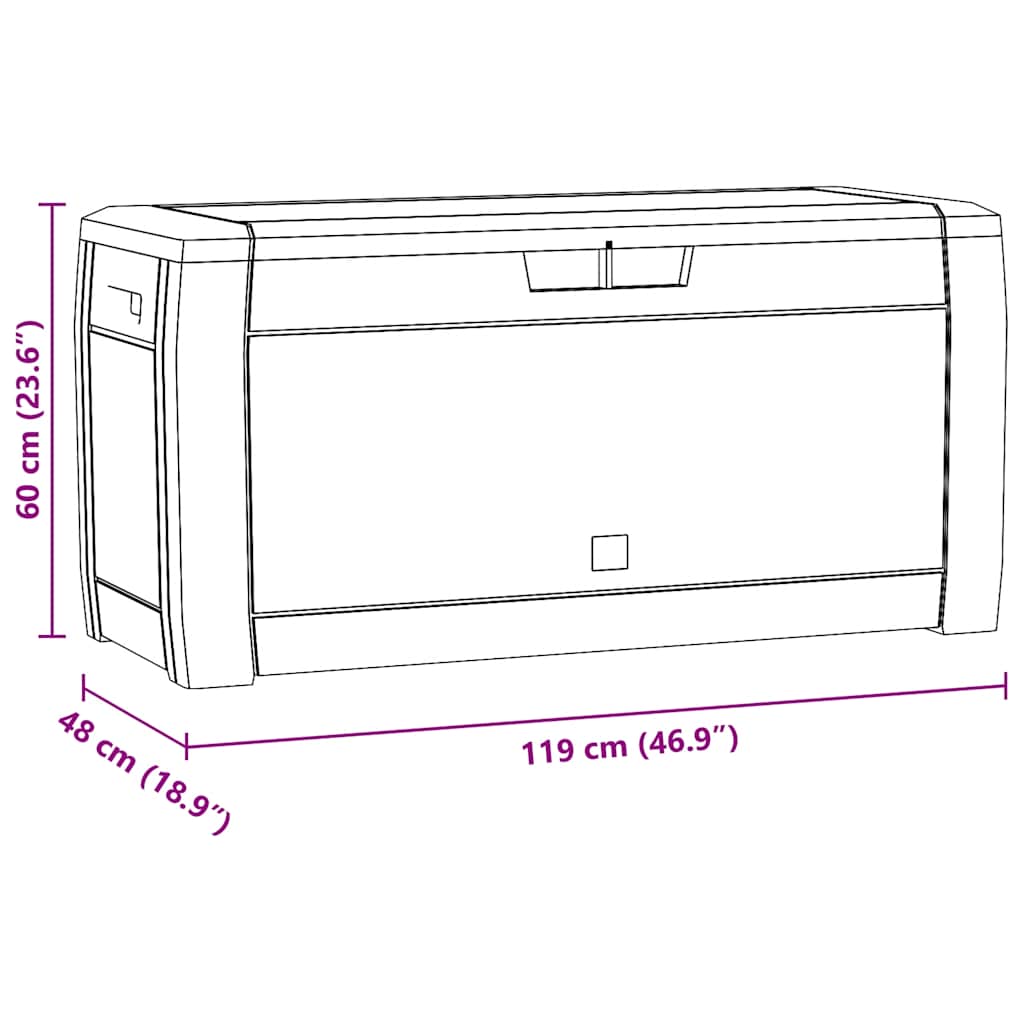 Garden Storage Box Brown 119x48x60 cm Polypropylene
