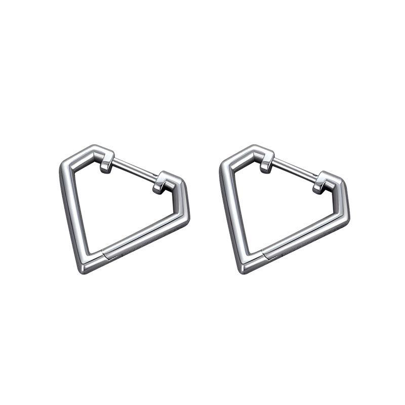 Smooth Diamond-shaped Metal Earrings, Retro Niche Design, Trendy Fashion, Men's and Women's Ear Buckles.