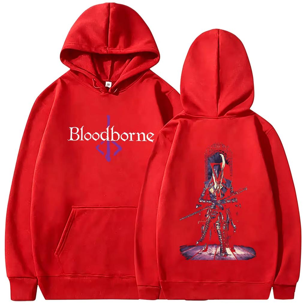 2026 Игра Bloodborne Худи Мужская Женская Одежда Готическая Рок Пуловеры с Капюшоном Панк Оверсайз Уличная Одежда Винтажная С принтом Толстовка