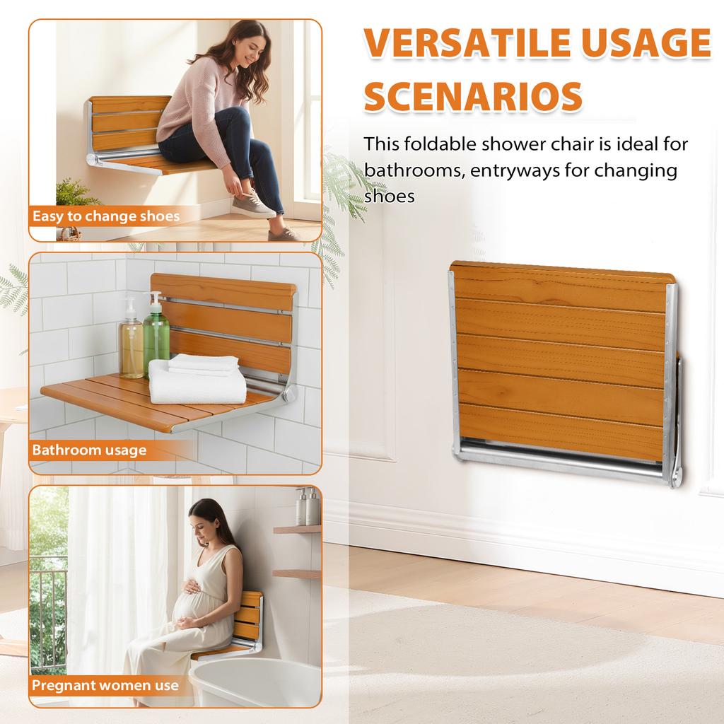18-дюймовое настенное складное деревянное сиденье для душа, откидной стул-табурет для душа для пожилых и инвалидов, для использования внутри душевой кабины, ванной комнаты, дома