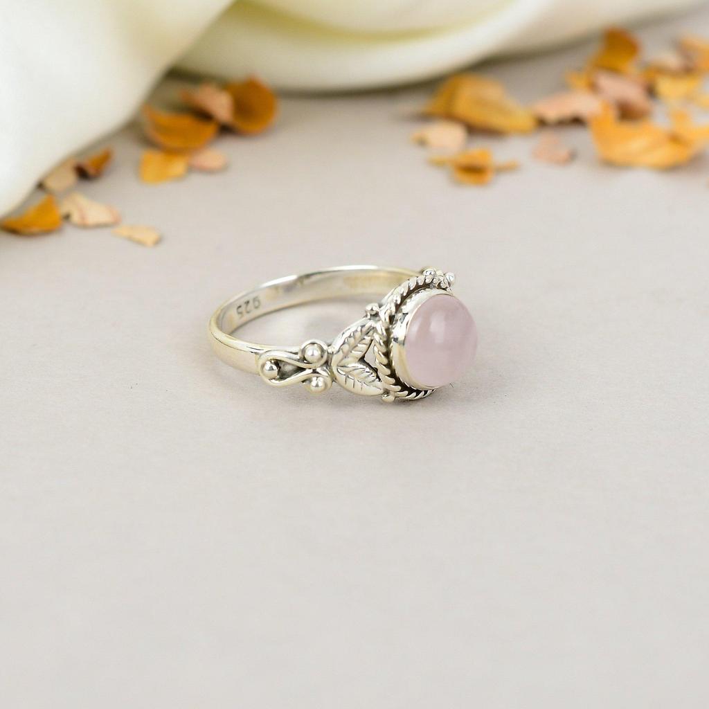 Розовый кварц 925 стерлинговое серебро розовый драгоценный камень ручная работа ювелирное изделие кольцо для женщин