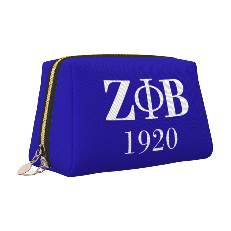 Zeta Phi Beta 1920 Принт Кожаная косметичка Женская Большая дорожная косметичка Сумка для туалетных принадлежностей Портативная сумка для хранения Подарки
