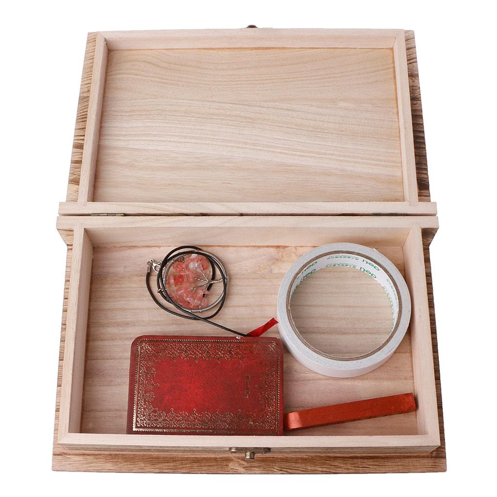 Wooden Hinged Lockable Box Jewellery Storage for Case Crfats Sundries Organizer