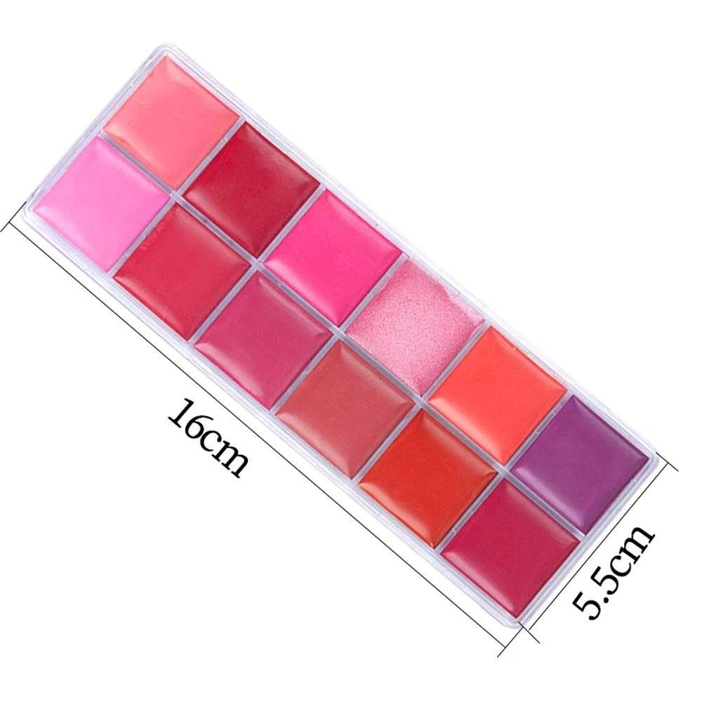 Moisturizing Lip Gloss Palette for Women Long Lasting Lipstick Girls Nude Cosmetic Makeup Lip Tools 12 Colors, 12Color Lipstick, 1 Piece