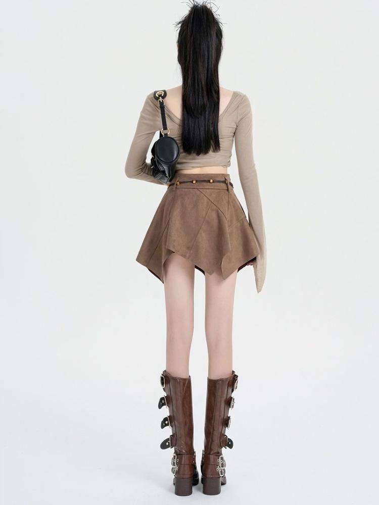 Винтажная плиссированная юбка цвета хаки, женская уличная мини-юбка с высокой талией в стиле Харадзюку, асимметричная повседневная мини-юбка в стиле 90-х годов Y2k